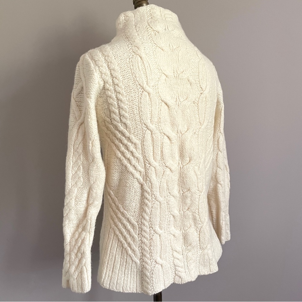 Aran Mor Ireland 100% Merino Wool Cable Knit Mock Neck Pullover Sweater - S - Picture 7 of 9